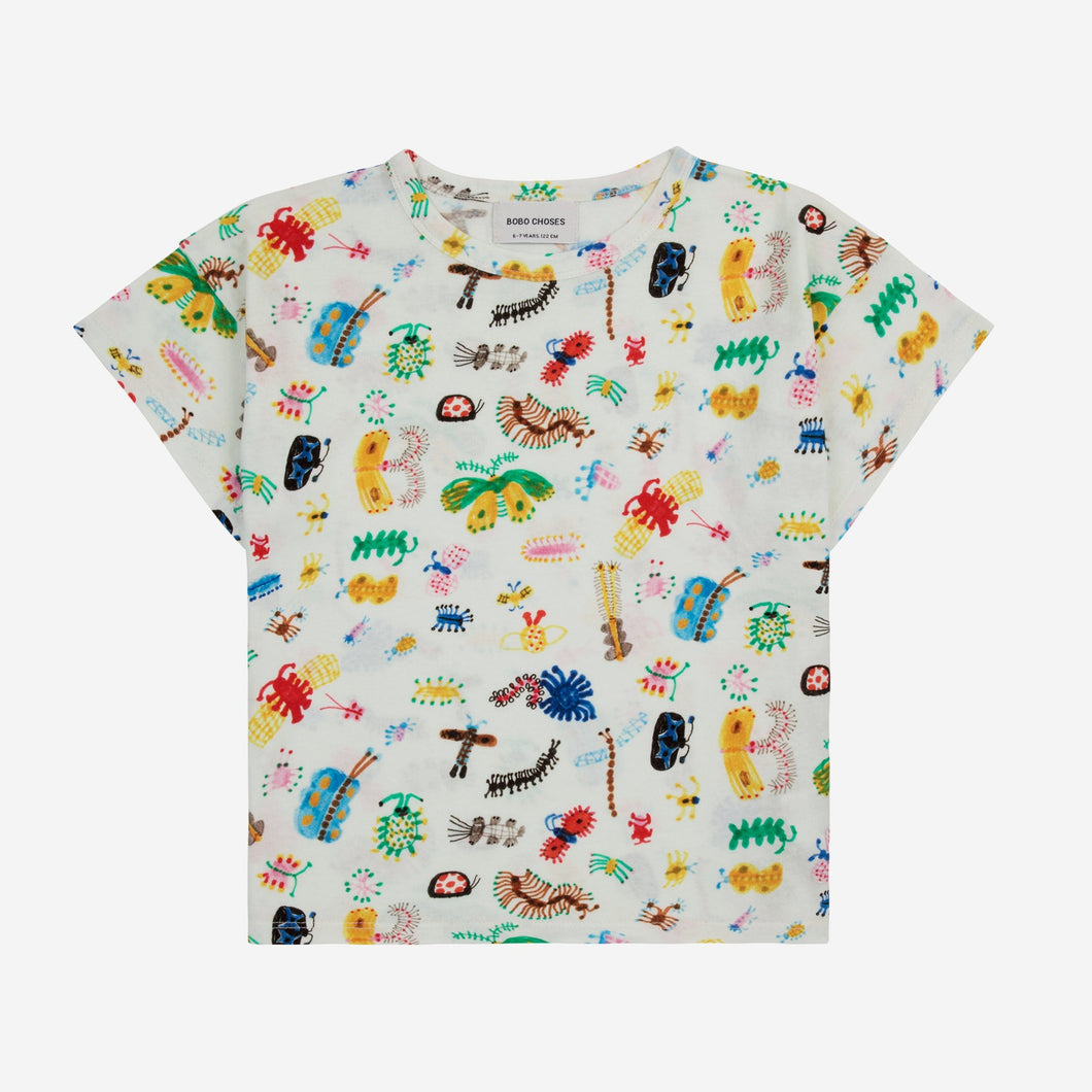 Bobo Choses - white t-shirt with all over illustrated insect print