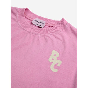 Bobo Choses - pink t-shirt with white BC print on chest