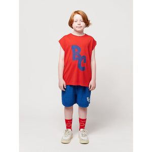 Bobo Choses - red tank top with blue BC print