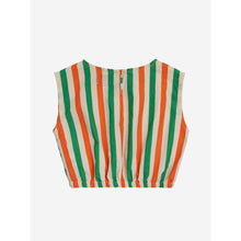 Load image into Gallery viewer, Bobo Choses - orange and green vertical stripe woven blouse - sleeveless with elasticated waist
