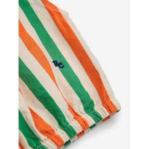 Bobo Choses - orange and green vertical stripe woven blouse - sleeveless with elasticated waist