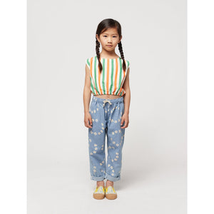 Bobo Choses - light blue denim jeans with all over circle logo print and elasticated waist