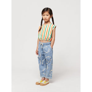 Bobo Choses - light blue denim jeans with all over circle logo print and elasticated waist