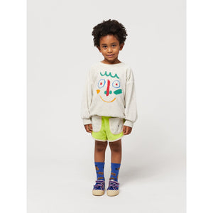 Bobo Choses - Soft grey cotton terry sweatshirt with happy face print