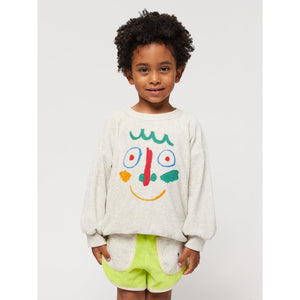 Bobo Choses - Soft grey cotton terry sweatshirt with happy face print