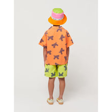 Load image into Gallery viewer, Bobo Choses - bright yellow/green bermuda style shorts with all over cat print
