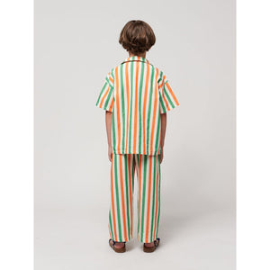 Bobo Choses - orange and green vertical stripe woven trousers