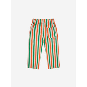 Bobo Choses - orange and green vertical stripe woven trousers