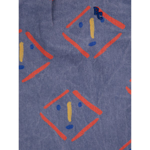 Bobo Choses - dark blue chino trousers with all over mask face print