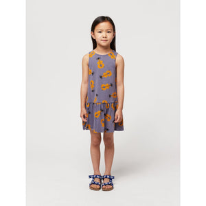 Bobo Choses - washed blue dress with all over guitar print