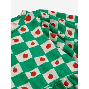 Bobo choses - green check dress with all over tomato print