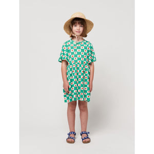 Bobo choses - green check dress with all over tomato print