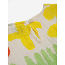 Load image into Gallery viewer, Bobo Choses - off white muslin dress with all over abstract carnival print in yellow, red, green and blue
