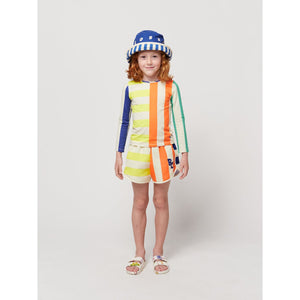 Bobo Choses - multicolour stripe swim top in orange, yellow, green and blue.