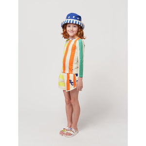 Bobo Choses - multicolour stripe swim top in orange, yellow, green and blue.