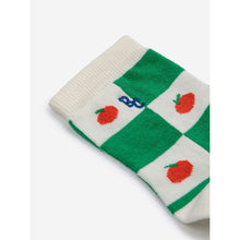 Load image into Gallery viewer, Submit Edit alt text Bobo choses - green check socks with tomato print
