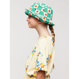 Bobo choses - green check bucket hat with all over tomato print