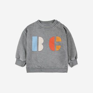 Bobo Choses - Washed grey baby sweatshirt with multicolour B.C print