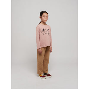 Bobo Choses - Pink long sleeve t-shirt with smiling cat face print