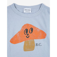 Load image into Gallery viewer, Bobo Choses - pale blue long sleeve t-shirt with large mushroom print in orange
