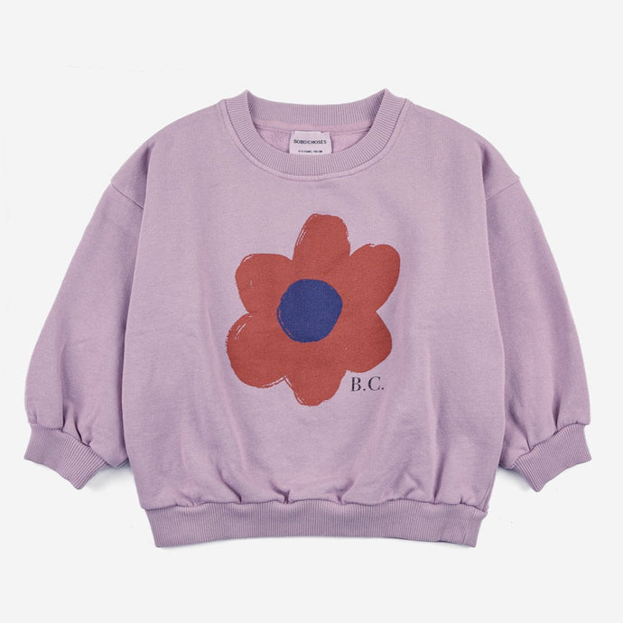 Bobo Choses - Purple sweatshirt with large red and blue flower print