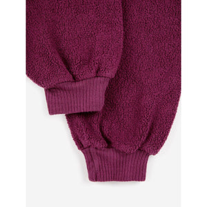 Bobo Choses - Burgundy cotton terry zip up sweatshirt with B.C label
