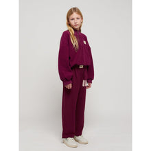 Load image into Gallery viewer, Bobo Choses - Burgundy cotton terry zip up sweatshirt with B.C label
