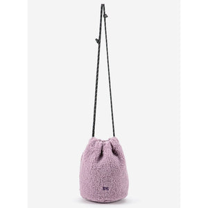 Bobo Choses - Lavender shearling bag with drawstring handles