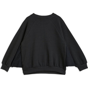 Mini Rodini - Black bat wing sweatshirt with small embroidered bat motif on chest and sewn on bat wings