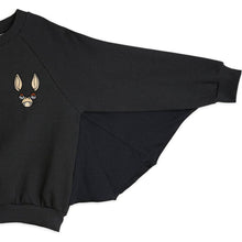 Load image into Gallery viewer, Mini Rodini - Black bat wing sweatshirt with small embroidered bat motif on chest and sewn on bat wings
