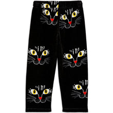 Load image into Gallery viewer, Mini Rodini - Black velour trousers with all over cat face print

