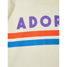 Load image into Gallery viewer, Mini Rodini - off white t-shirt with Adored print and red and blue stripe
