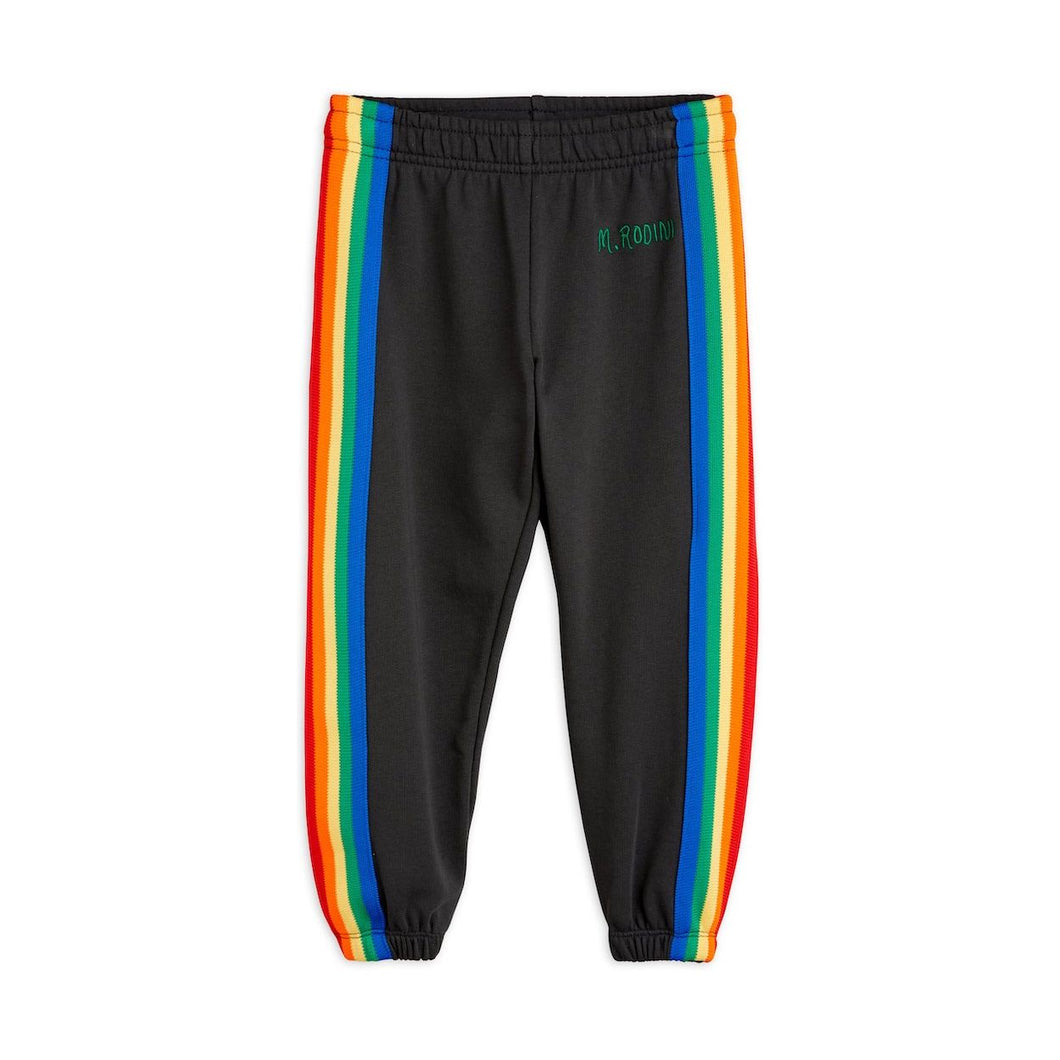 Mini Rodini - Black Sweatpants with rainbow stripe trim