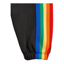 Load image into Gallery viewer, Mini Rodini - Black Sweatpants with rainbow stripe trim
