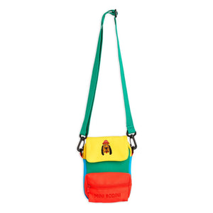 Mini Rodini - Colour block small messenger bag in yellow, red, green and blue with bloodhound embroidery