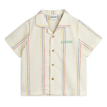 Load image into Gallery viewer, Mini Rodini - cream woven shirt with red, yellow and blue fine pinstripe
