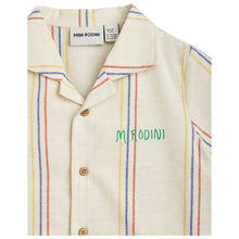 Load image into Gallery viewer, Mini Rodini - cream woven shirt with red, yellow and blue fine pinstripe
