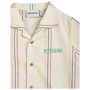 Mini Rodini - cream woven shirt with red, yellow and blue fine pinstripe