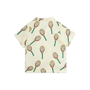 Mini rodini - off white woven shirt with all over tennis racket print
