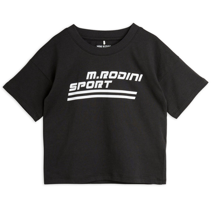 Mini Rodini - black t-shirt with 'M.Rodini Sport' print in white