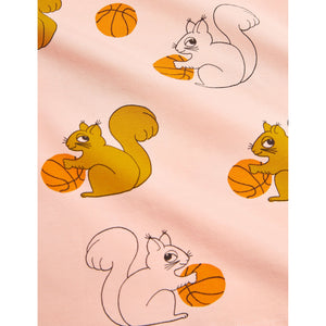 Mini Rodini - pink t-shirt with all over squirrel and basketball print