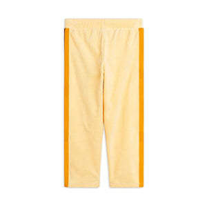 Mini Rodini light yellow cotton terry trousers with stripe detail 