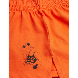 Mini Rodini red shorts with small weight lifting print