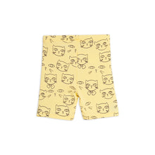 Load image into Gallery viewer, Mini Rodini yellow bike shorts with all over cat print
