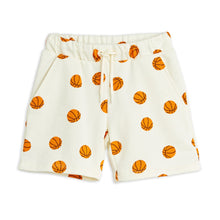 Load image into Gallery viewer, Mini Rodini - cream shorts with all over orange basketball print
