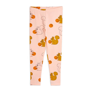 Mini Rodini - pink leggings with all over squirrel and basketball print