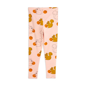 Mini Rodini - pink leggings with all over squirrel and basketball print