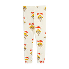 Load image into Gallery viewer, Mini Rodini - cream leggings with all over bird and &#39;Hajk&#39; print
