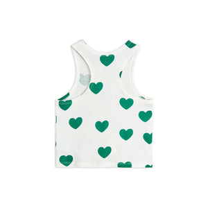 Mini rodini - white vest with all over green heart print