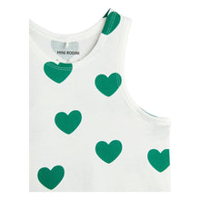 Load image into Gallery viewer, Mini rodini - white vest with all over green heart print
